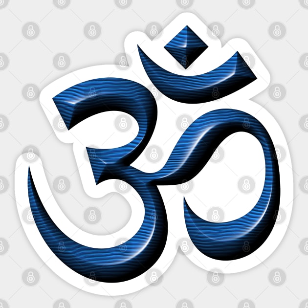 Blue wooden yoga Om symbol Sticker by DrewskiDesignz